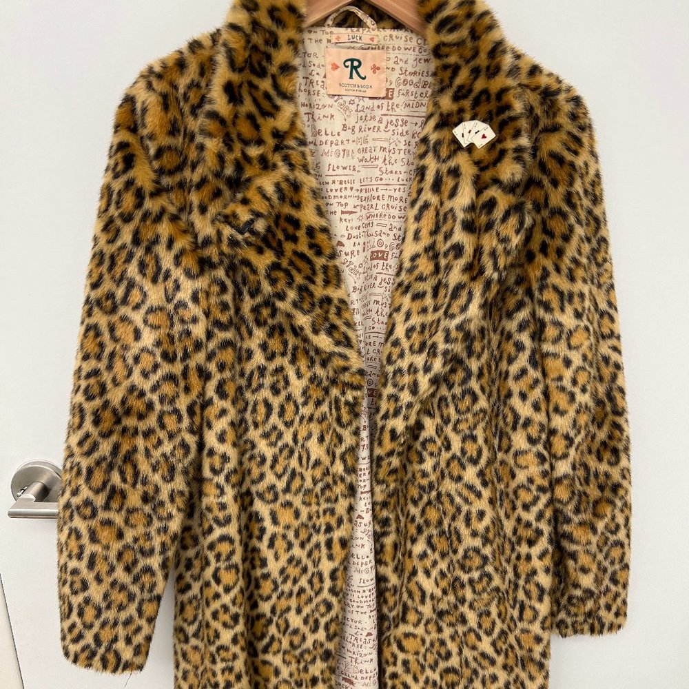 Scotch & Soda (Scotch R'Belle) Girls Leopard Coat, Size 14